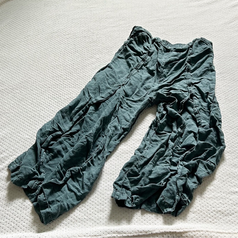 Green Open Leg Flowwy Pants